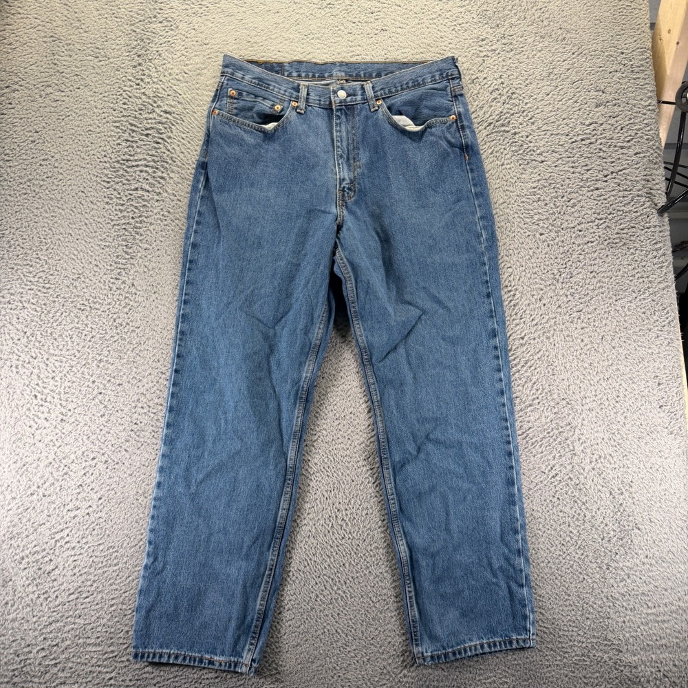 Levi's 550 Jeans Mens 36x32 Blue Cotton Denim Straight Leg Faded Workwear Travel